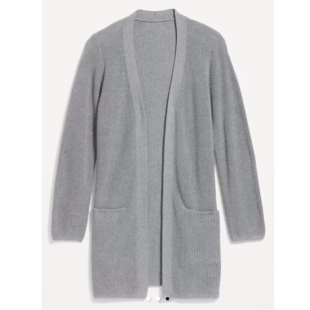 rib knit open front cardigan sweater